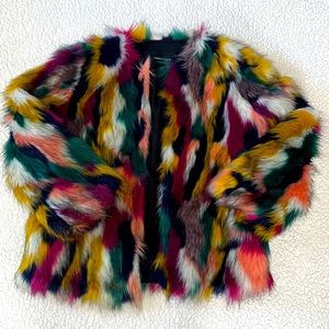Women’s Size M Multi-Color Faux fur coat